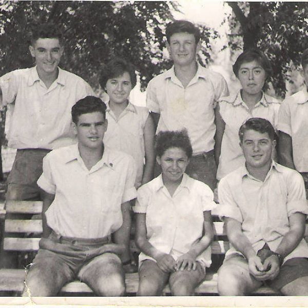 Shmuel Schlesinger z"l in a youth group – 1953 at Kibbutz Mizra